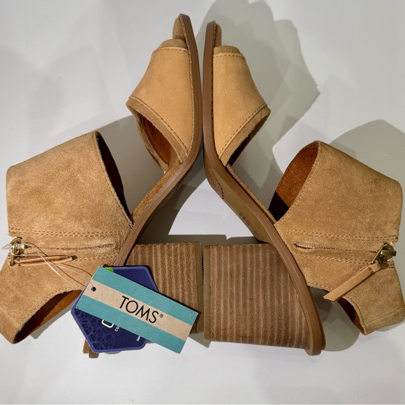 NWT TOMS Majorca Honey Open-Toe Suede Block Heels - Picture 5 of 10